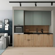 Kuchynská linka Sorento 240 cm - dub puccini / zelená 01