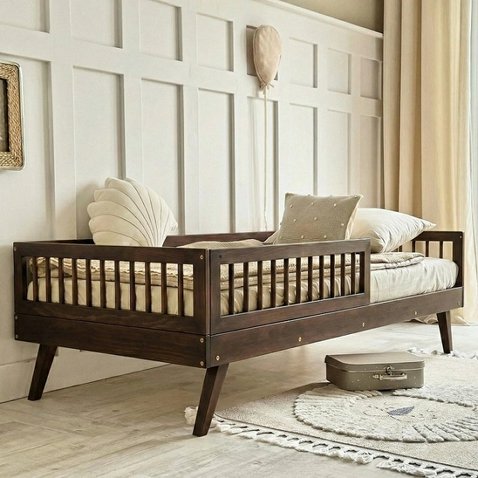 Škandinávska detská posteľ Verto, tmavý orech