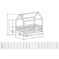Masívna domčeková posteľ Alfie PLUS 3 so snímateľnou zábranou - 90 x 200 cm - rozmery