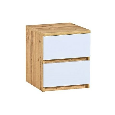 Nočný stolík so zásuvkami Arca 10 - arktická biela/dub wotan 01