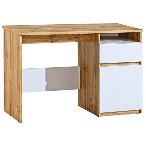 Písací stôl s úložným priestorom Arca 7 - arktická biela/dub wotan 01