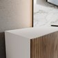 Frézovaný závesný TV stolík NOE 300 cm - biely mat/dub catania 04