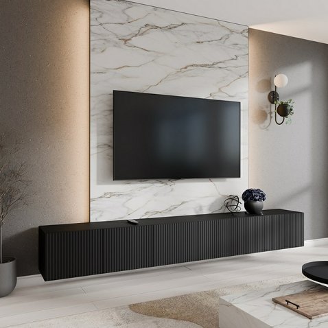 Závesný TV stolík NOE 300 cm - čierny mat 05