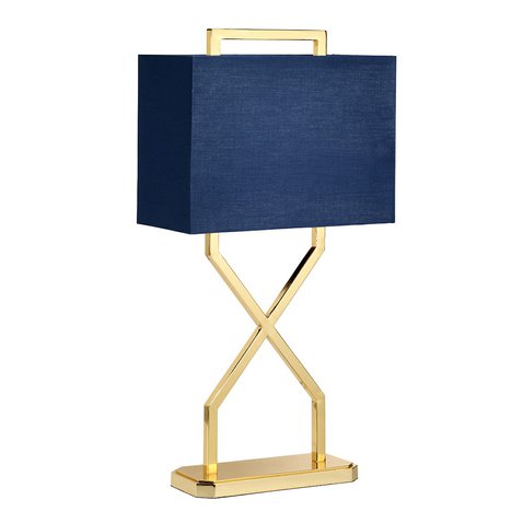 Dizajnová stolová lampa Cross - modrá / zlatá 01