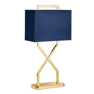 Dizajnová stolová lampa Cross - modrá / zlatá