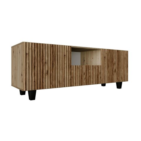 Frézovaný TV stolek na nohách NOE 140 cm - dub artisan/dub catania 01