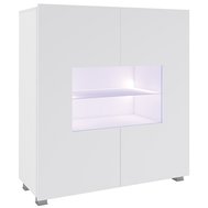Dvojdverová komoda s LED osvetlením CALABRINI - biela/biely lesk