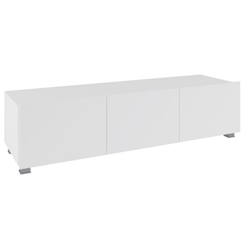 Moderný televízny stolík CALABRINI 150 cm - biela/biely lesk - 01
