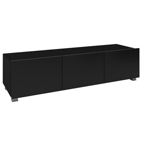 Moderný televízny stolík CALABRINI 150 cm - čierna/čierny lesk - 01