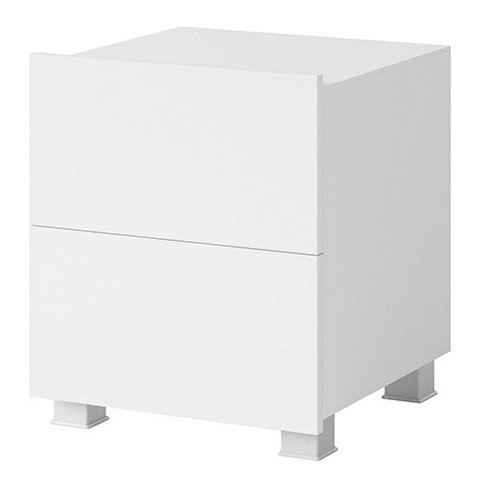 Moderný nočný stolík CALABRINI - biela/biely lesk - 01