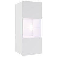 Nástenná vitrína s LED osvetlením CALABRINI - biela/biely lesk