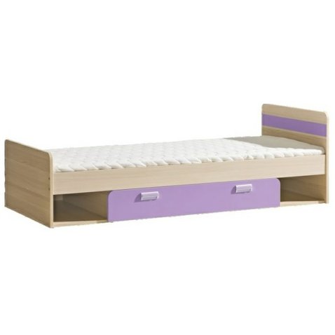 Jednolôžková posteľ s úložným priestorom Lorento - jaseň coimbra / fialová 01