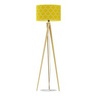 Stojacia lampa Santini - prírodná borovica / žltá so vzorom