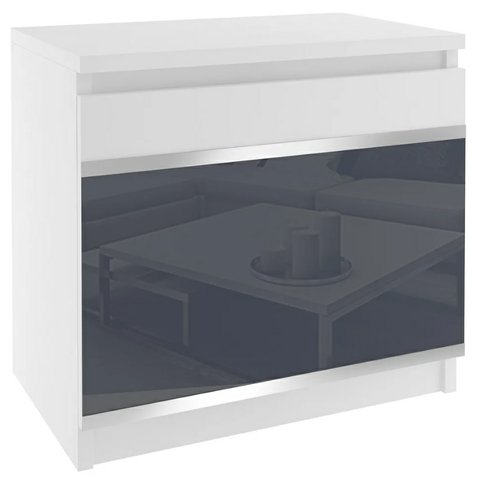 Moderný nočný stolík Beauty 2 - biela / šedý lesk - 01