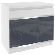 Moderný nočný stolík Beauty 2 - biela / šedý lesk