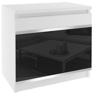 Moderný nočný stolík Beauty 2 - biela / čierny lesk