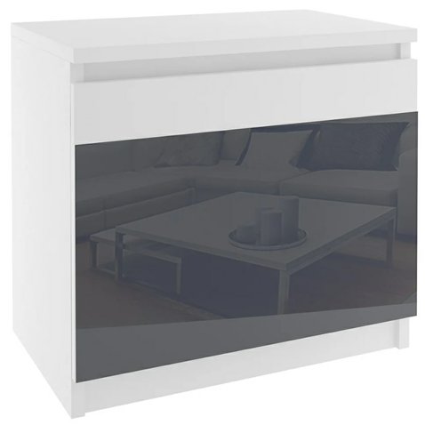 Nočný stolík s dvierkami Beauty 1 - biela / šedý lesk - 01