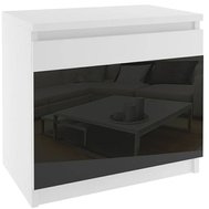 Nočný stolík Beauty 1 - biela / čierny lesk