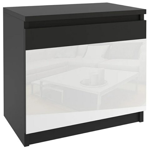 Moderný nočný stolík Beauty 1 - čierna / biely lesk - 01