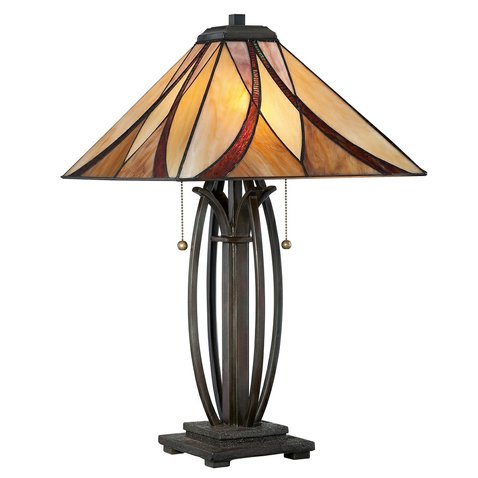 Vysoká vitrážová stolová lampa Asheville 01