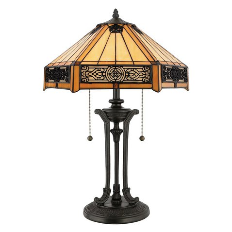 Vysoká vitrážová lampa Indus - vintage bronz 01