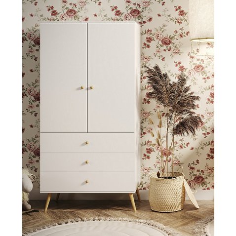 Šatníková skriňa so šuplíkmi Boho Meli - biely mat - 01