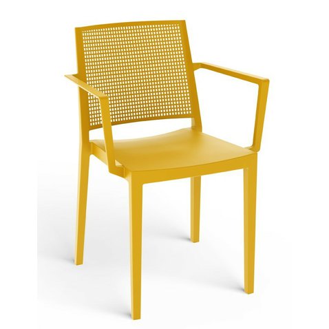 Elegantná stolička Grid Armchair s područkami - horčicovo žltá - 01